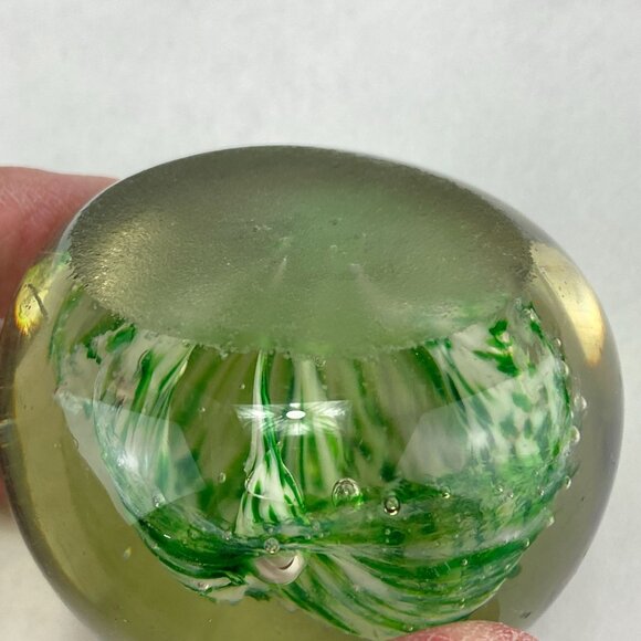 Vintage Art Glass Green Floral Bouquet Paperweight - Picture 7 of 9
